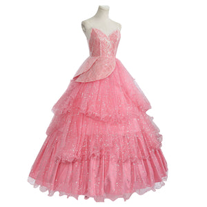 Wicked Movie Glinda Deluxe Cosplay Dress Pink Sequis Women Glinda The Good Witch Costume