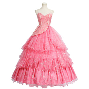 Wicked Movie Glinda Deluxe Cosplay Dress Pink Sequis Women Glinda The Good Witch Costume