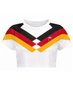 Women Germany Jersey 2026 White Cropped Short-Sleeve T-Shirt for Sports Bar Game Night