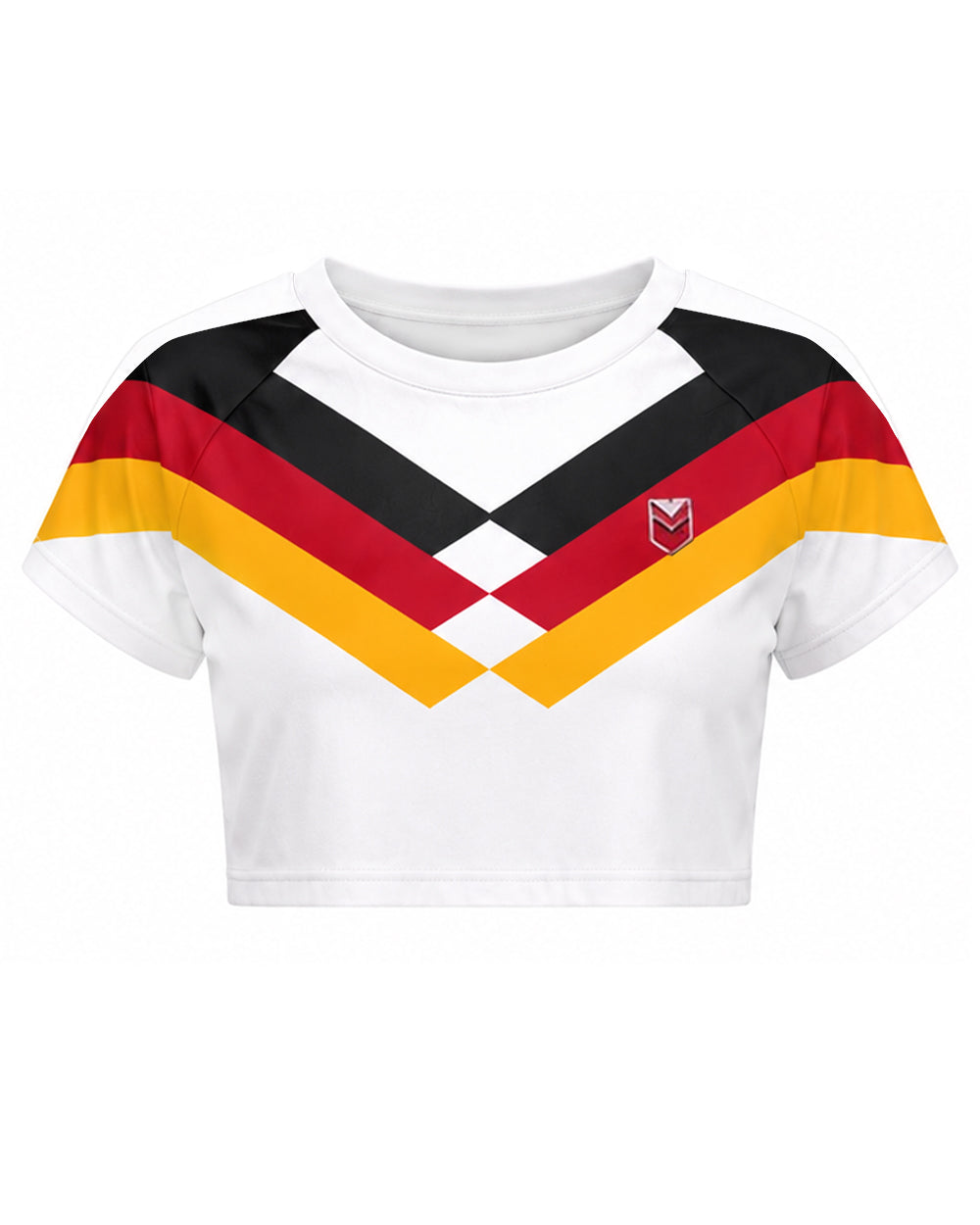 Women Germany Jersey 2026 White Cropped Short-Sleeve T-Shirt for Sports Bar Game Night