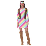 Women Hippie Costume 1970s Disco Outfit Hippe Dress Vest Headband Suit