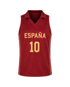 Women Spain Jersey Dark Red Sleeveless Polo Tank Top for Football Game Day Stadium Wear