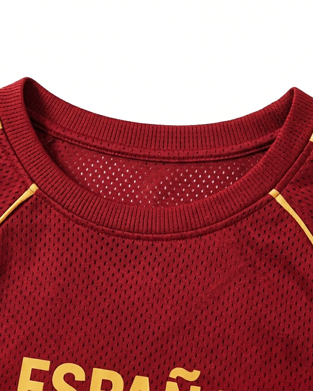Women Spain Jersey Dark Red Off Shoulder Top for Football Game Day Sports Outfits and Streetwear