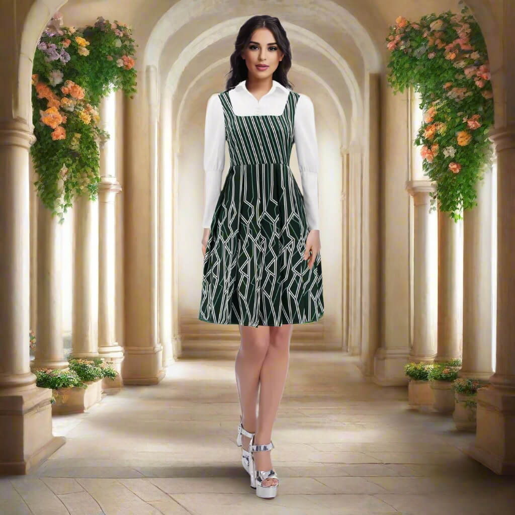 Adult Nessarose Costume East Witch Nessa Green Striped Uniform Cosplay Dress