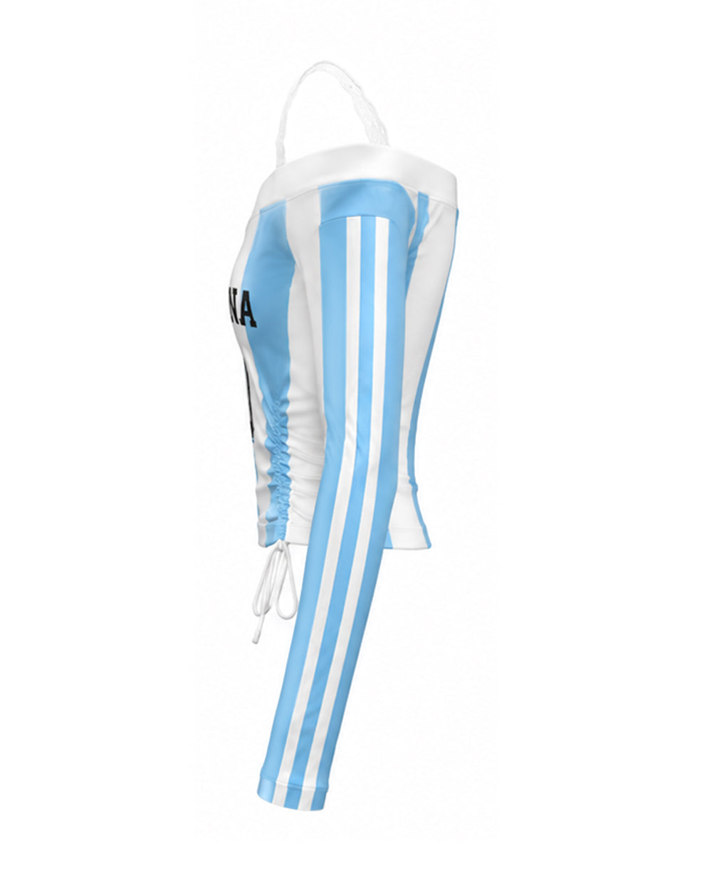 Women's Argentina Jersey Strappy Crop Top Sexy Lace Off Shoulder Ruched Shirt for Game Day