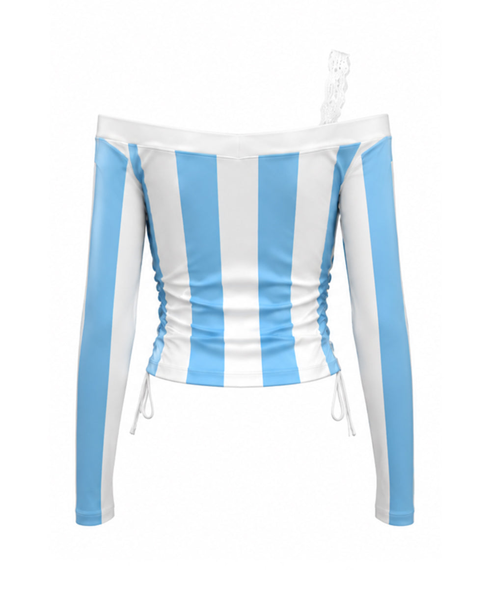 Women's Argentina Jersey Strappy Crop Top Sexy Lace Off Shoulder Ruched Shirt for Game Day