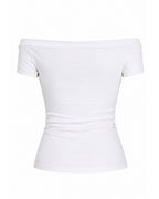 Women's German Football Jersey White Off Shoulder T-Shirt with Germany Team Color Stripes for Match Day Stadium Cheering