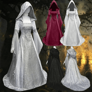 Women's Gothic Dress with Hood Medieval Costume Corset Renaissance Dress Victorian Dress for Halloween Party