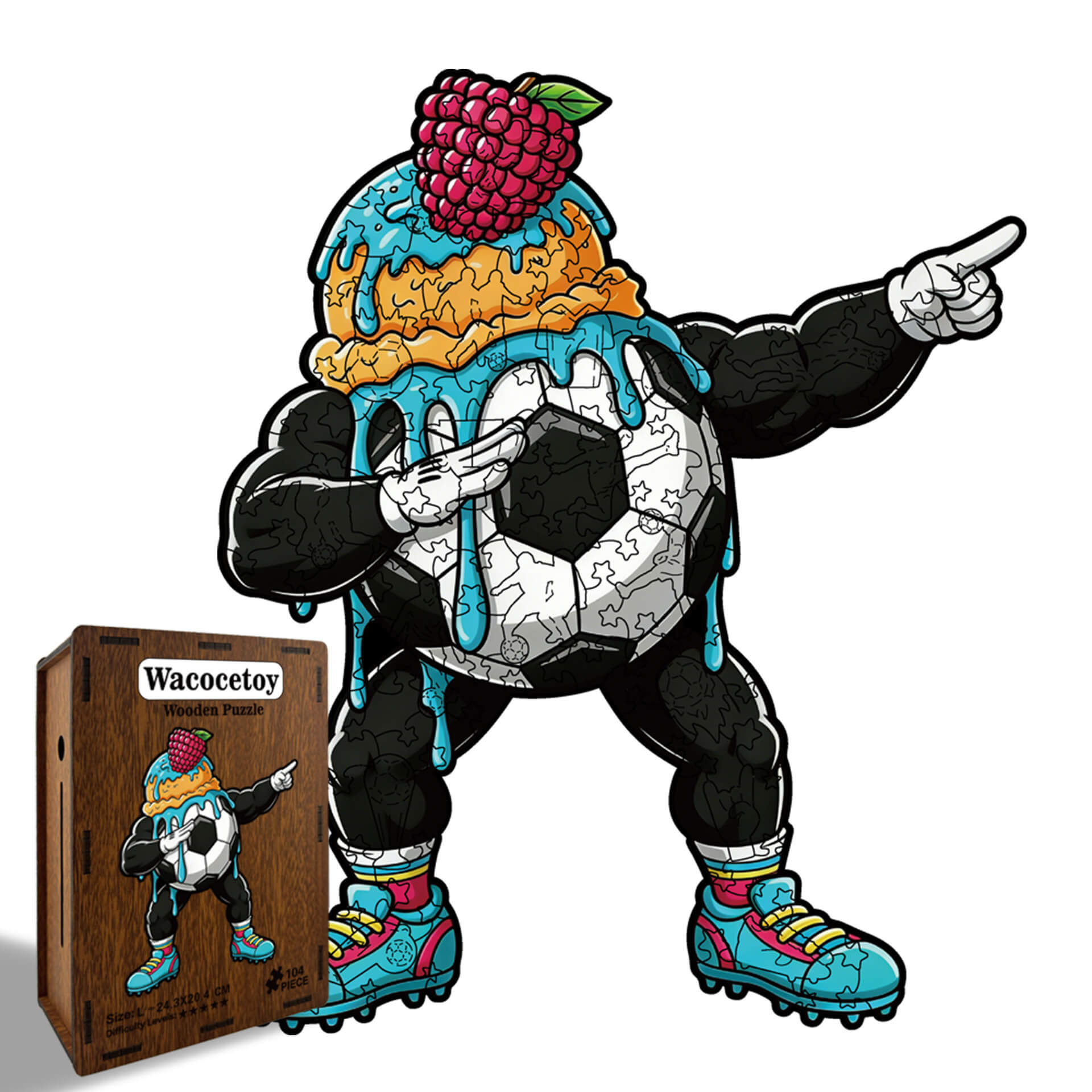Wooden Soccer Puzzle Piggy Bank Fun DIY Craft Kit for Kids and Adults Unique Money Box