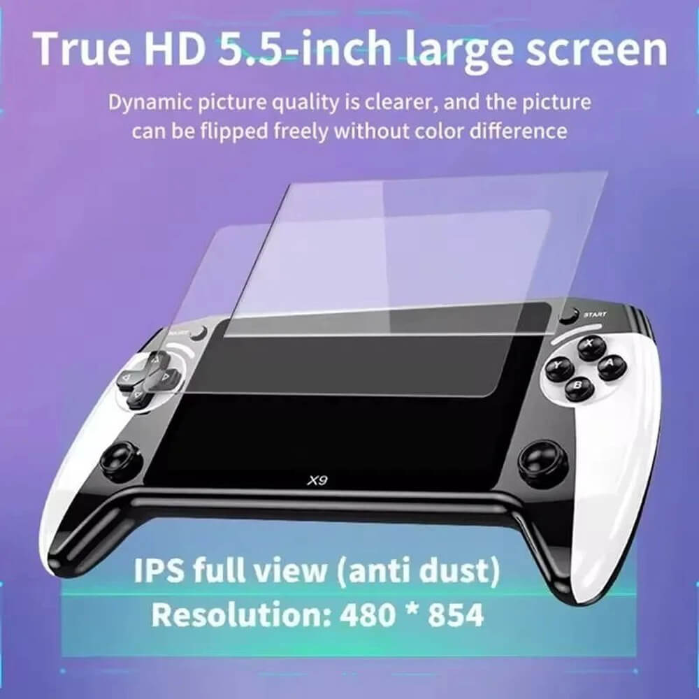X9 Handheld Game Console 5.5" Linux Retro Game Console with 3000+ Classic Games and Dual Joysticks for Game Lovers