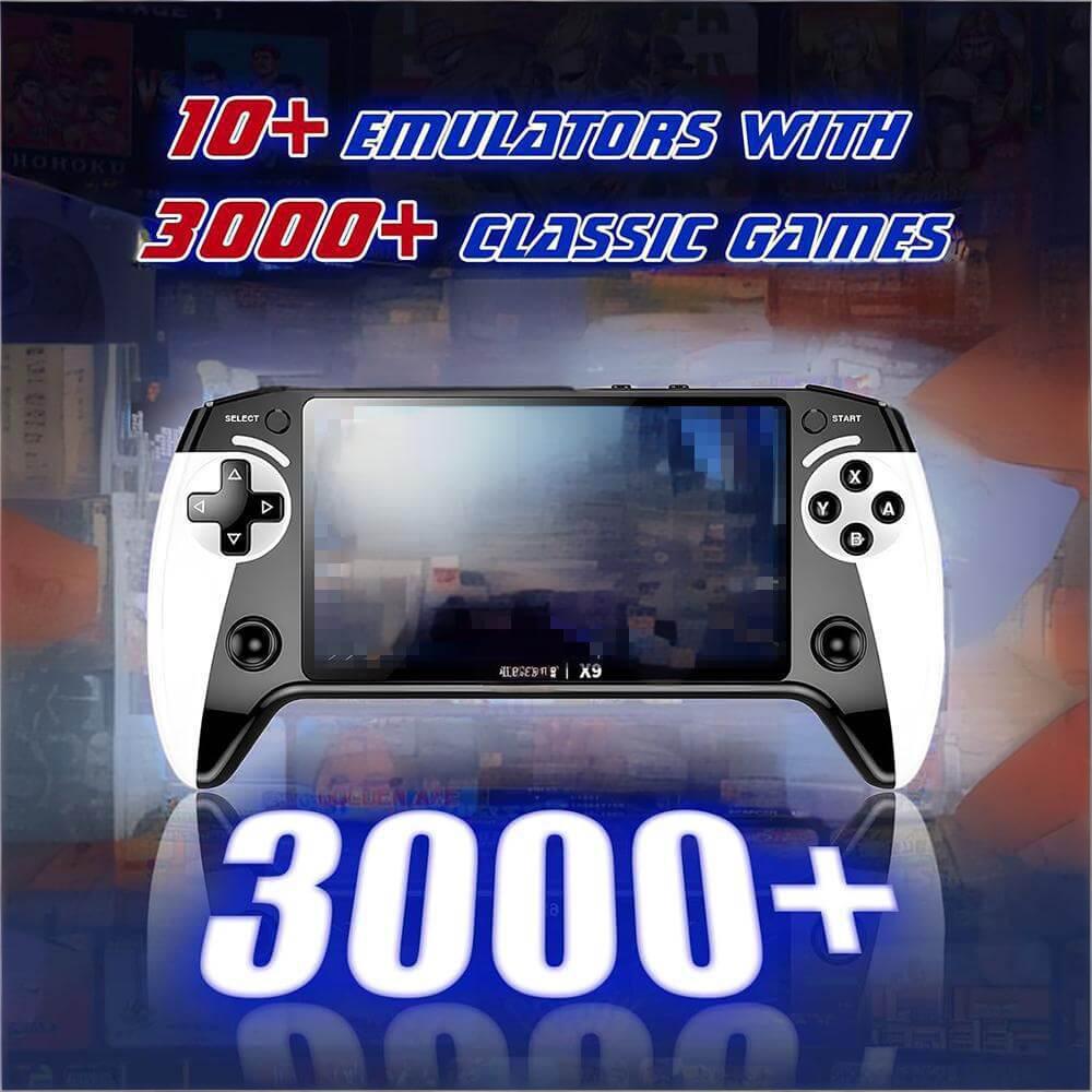 X9 Handheld Game Console 5.5" Linux Retro Game Console with 3000+ Classic Games and Dual Joysticks for Game Lovers