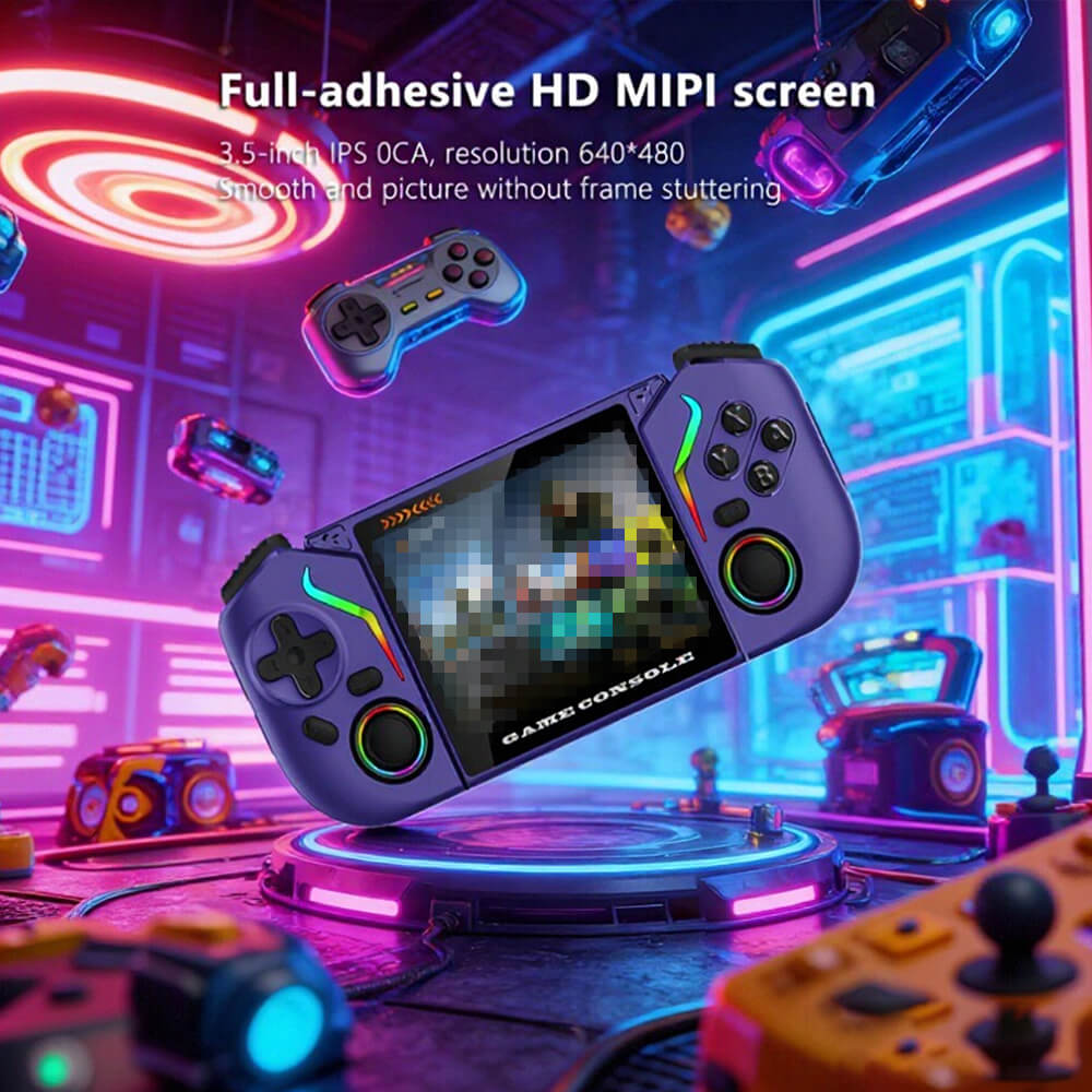 X95 Pro Retro Handheld Game Console Android 9.0 Portable Gaming Device with 64G SD Card and RGB Lighting For Game Players