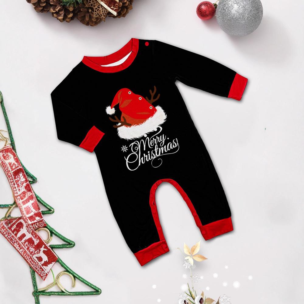 Family Xmas Matching Pajamas Black Holiday Sleepwear Set Cute Christmas Jammies