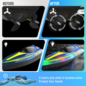 Remote Control Speedboat 15KM/H Waterproof Electric Colorful Boat Water Toy For Kids