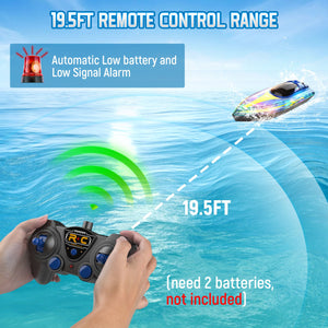 Remote Control Speedboat 15KM/H Waterproof Electric Colorful Boat Water Toy For Kids