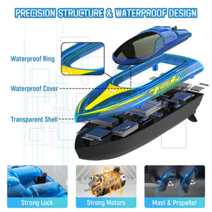 Remote Control Speedboat 15KM/H Waterproof Electric Colorful Boat Water Toy For Kids