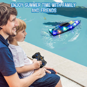 Remote Control Speedboat 15KM/H Waterproof Electric Colorful Boat Water Toy For Kids
