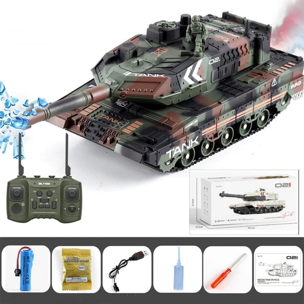 2.4G Remote Control Tank Simulation Crawler Water Bomb Tank Smoking Tank with Light Sound