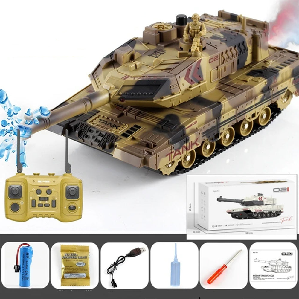 2.4G Remote Control Tank Simulation Crawler Water Bomb Tank Smoking Tank with Light Sound