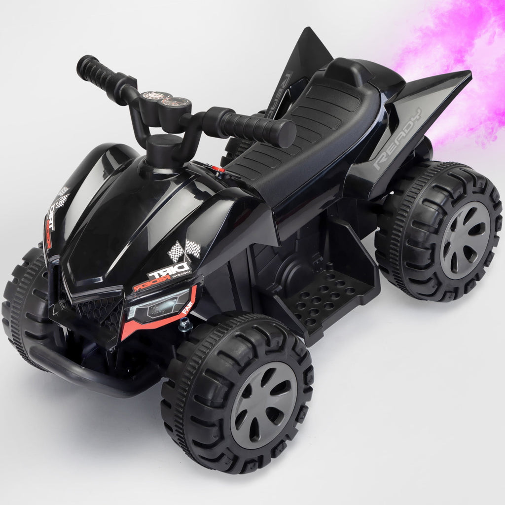 Kids Ride-on ATV 6V Battery Powered Electric Quad Car with Music LED Lights and Spray 4 Wheeled Ride-on Toy