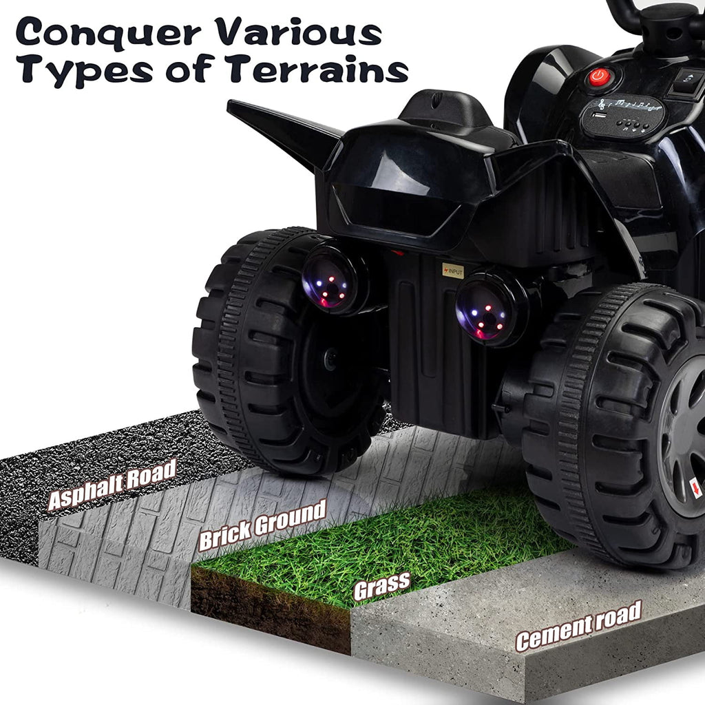 Kids Ride-on ATV 6V Battery Powered Electric Quad Car with Music LED Lights and Spray 4 Wheeled Ride-on Toy