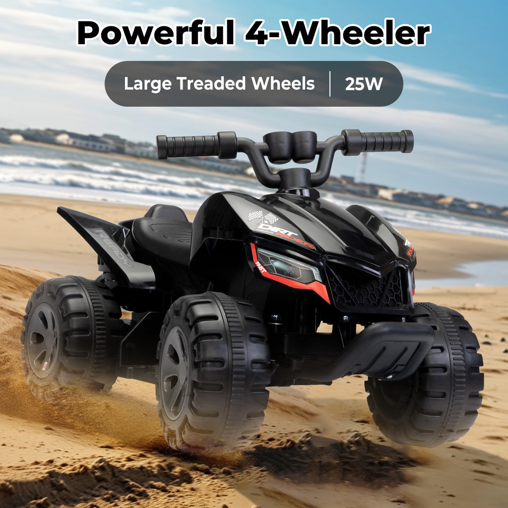 Kids Ride-on ATV 6V Battery Powered Electric Quad Car with Music LED Lights and Spray 4 Wheeled Ride-on Toy