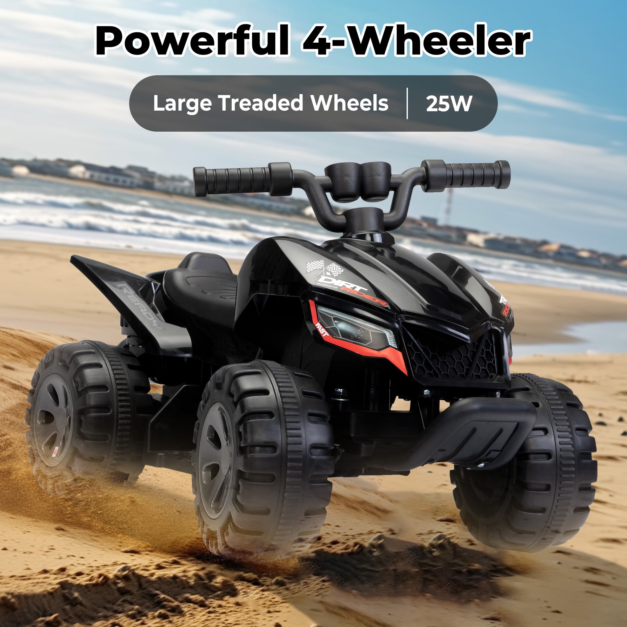 Kids Ride-on ATV 6V Battery Powered Electric Quad Car with Music LED Lights and Spray 4 Wheeled Ride-on Toy