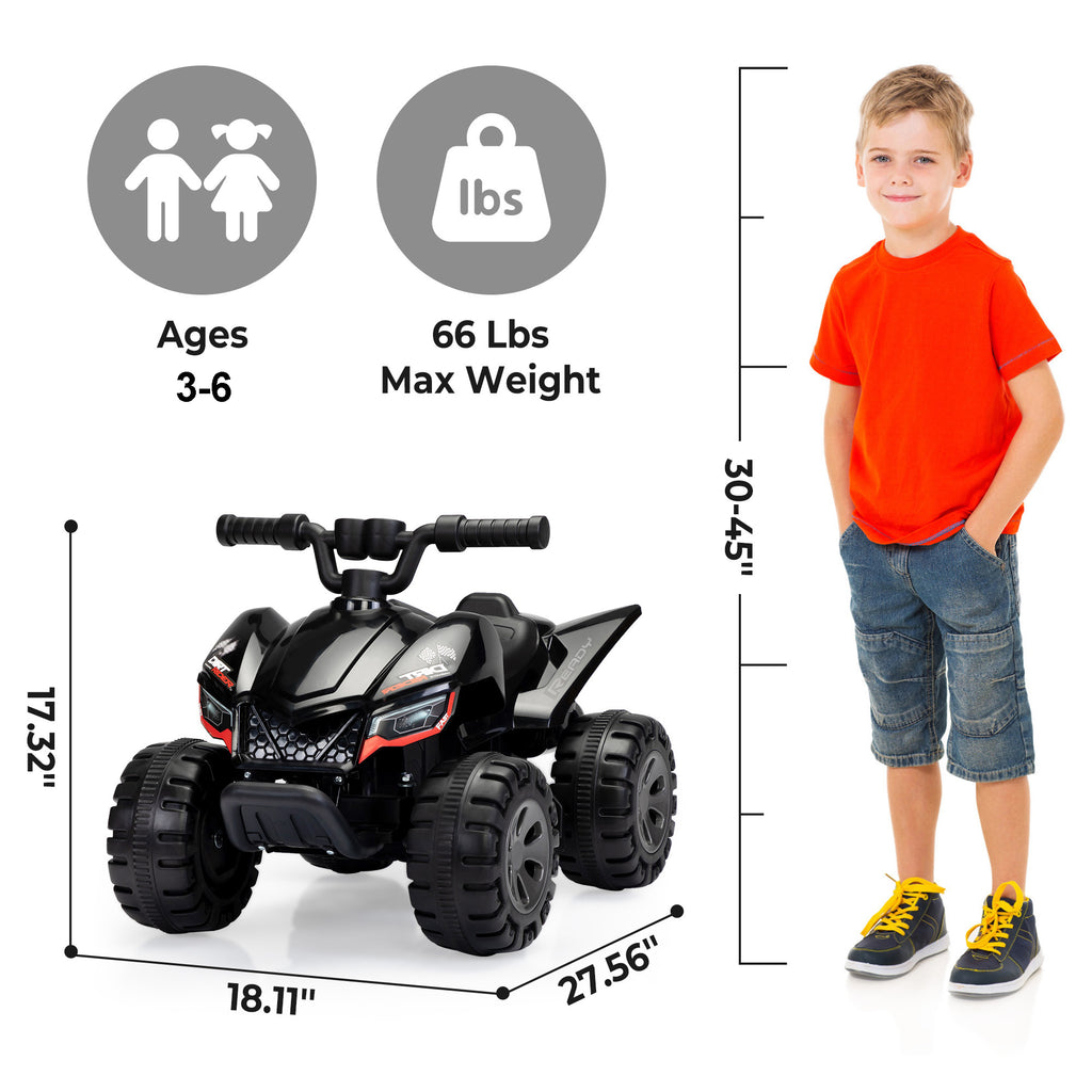 Kids Ride-on ATV 6V Battery Powered Electric Quad Car with Music LED Lights and Spray 4 Wheeled Ride-on Toy
