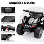 Kids Ride-on ATV 6V Battery Powered Electric Quad Car with Music LED Lights and Spray 4 Wheeled Ride-on Toy