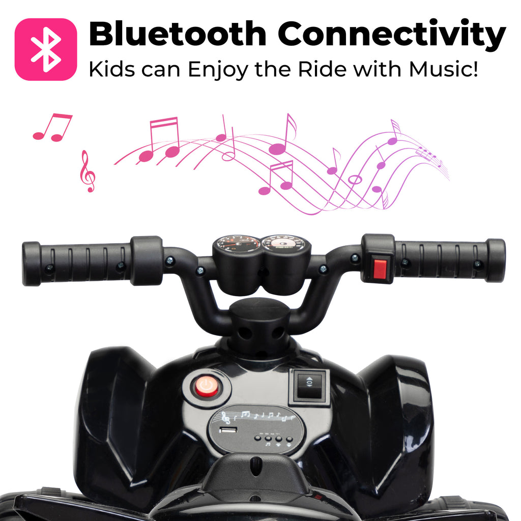 Kids Ride-on ATV 6V Battery Powered Electric Quad Car with Music LED Lights and Spray 4 Wheeled Ride-on Toy