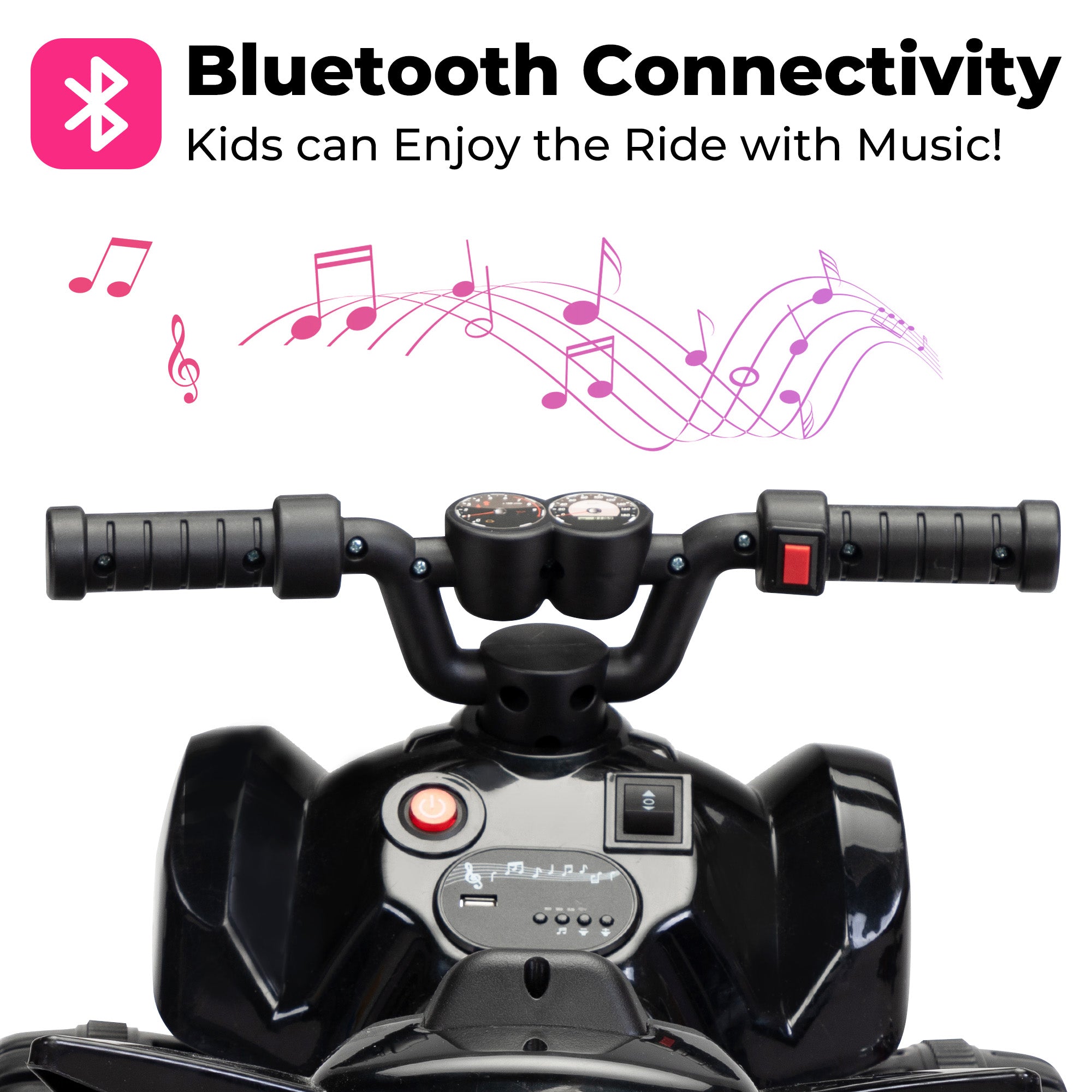 Kids Ride-on ATV 6V Battery Powered Electric Quad Car with Music LED Lights and Spray 4 Wheeled Ride-on Toy