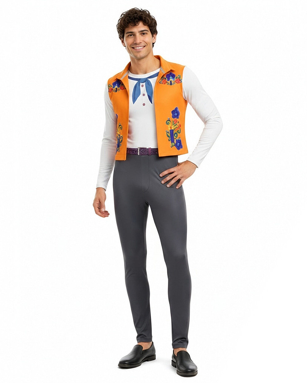 Luis Cosplay Costume Orange Vest and Jumpsuit 2pcs Set for Kids Adutls Halloween Dress-Up Play