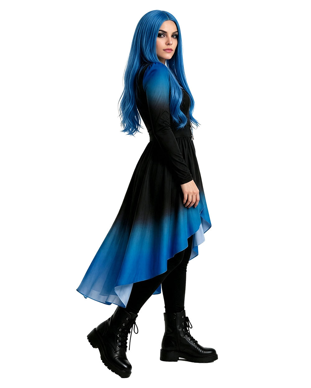 Princess Chloe Costume Wicked Blue and Black Tops Pants with Skirt 2pcs Set for Girls Women Cosplay Event