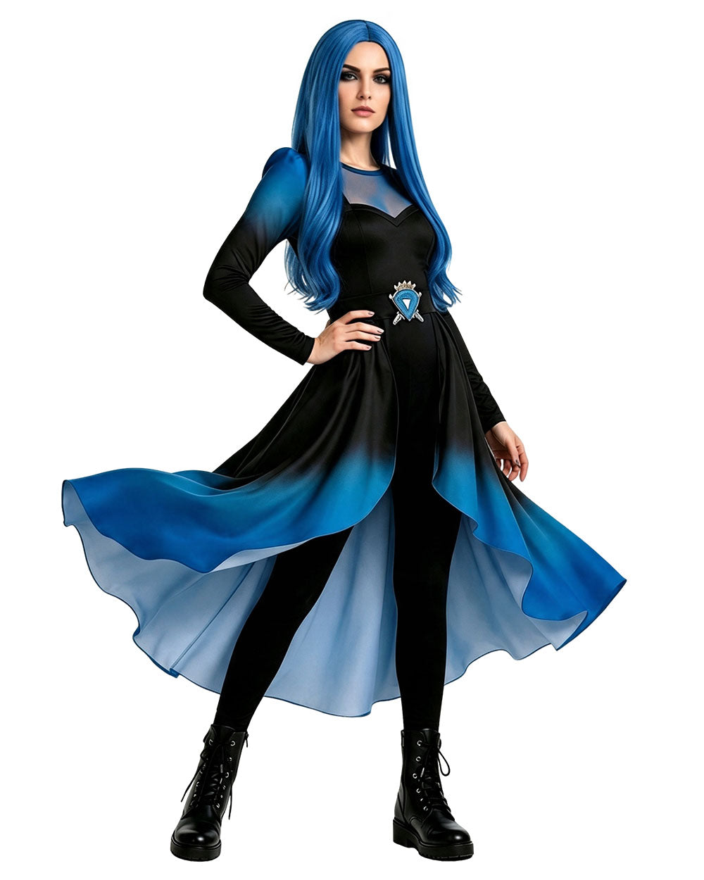 Princess Chloe Costume Wicked Blue and Black Tops Pants with Skirt 2pcs Set for Girls Women Cosplay Event