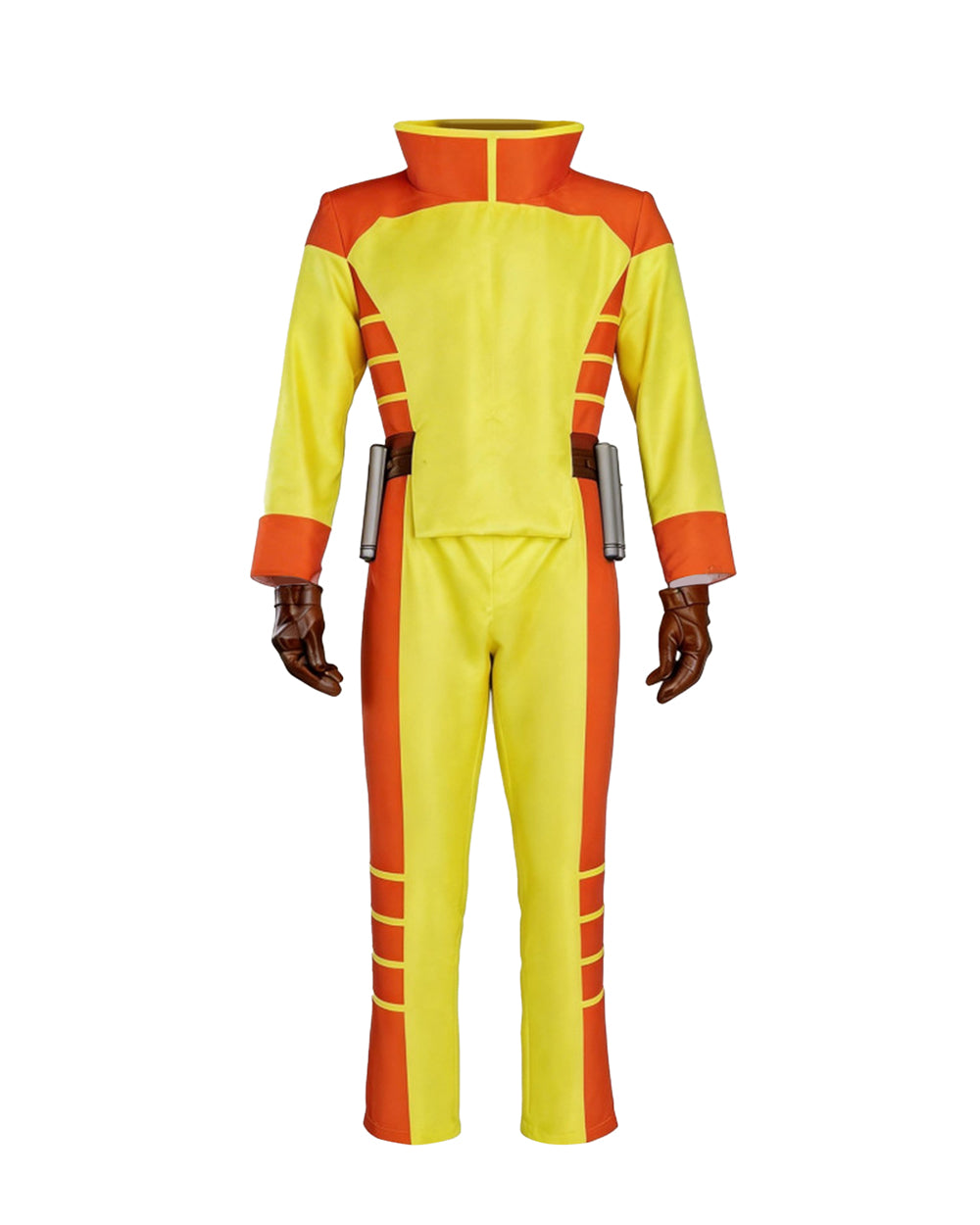 Mens Exploding Hero Costume Yellow Jumpsuit with Helmet and Accessories for Halloween Cosplay