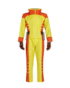 Mens Exploding Hero Costume Yellow Jumpsuit with Helmet and Accessories for Halloween Cosplay