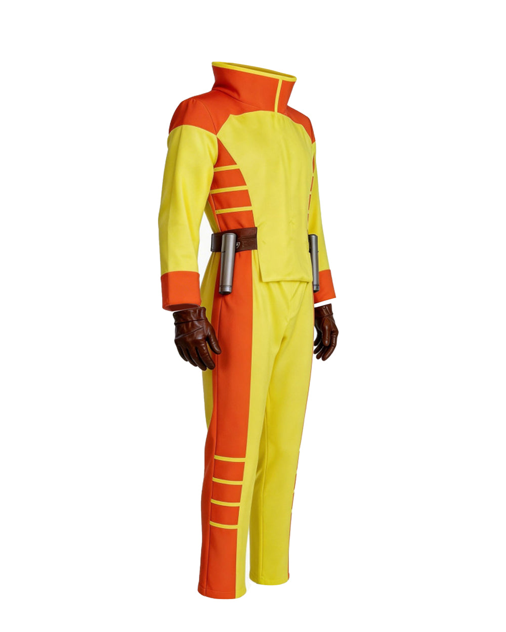 Mens Exploding Hero Costume Yellow Jumpsuit with Helmet and Accessories for Halloween Cosplay