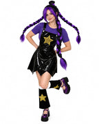 Adult Chapter 5 Lily Costume Purple Horror Game Doll PU Leather Dress T-shirt Matching Leg Sleeves and Wig Suit for Halloween Cosplay
