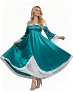 Women Rosalina Costume Turquoise Maxi Princess Off-should Gown with Accessories for Themed Party