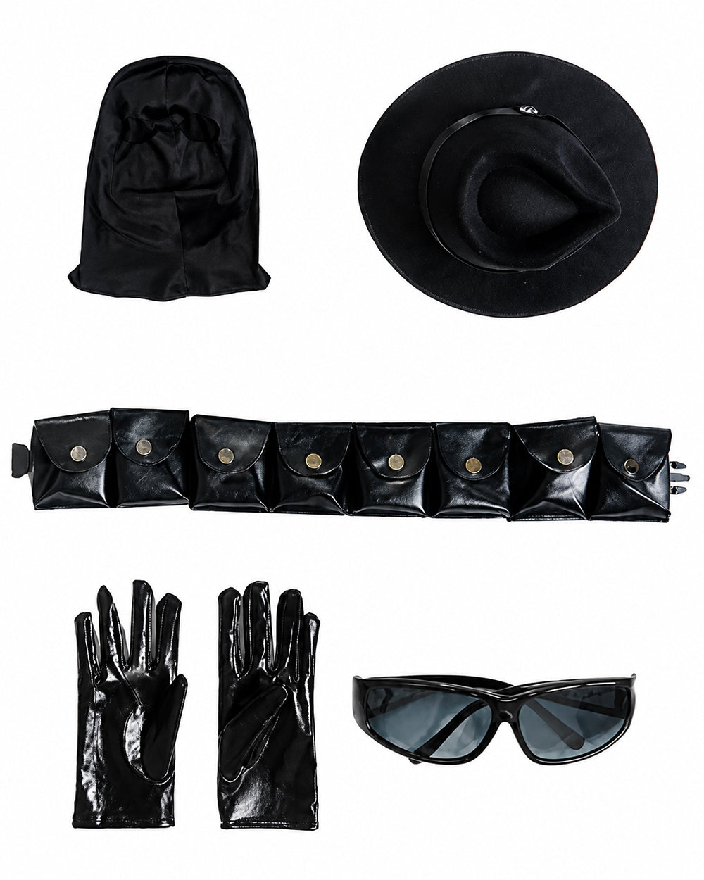 Mens Retro Spider Detective Costume Black Hero Trench Coat with Helmet and Accessories for Cosplay