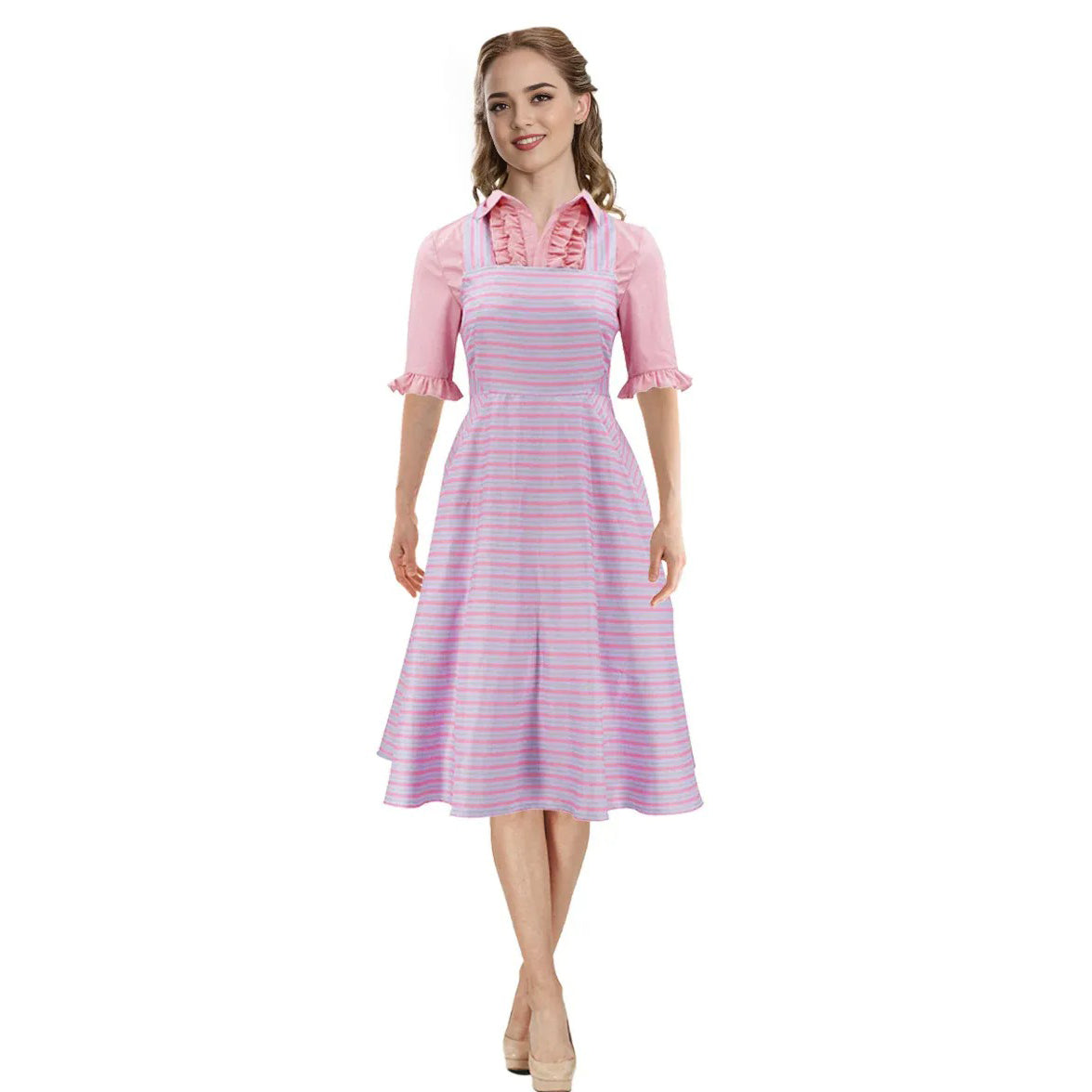 Women Glinda Costume Pink Shirt and Dress 2PCS Suit Glinda Cosplay Outfits