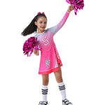 Girls Zombie Cheerleader Costume Addison Pink Dress with Pom Poms Halloween Fancy Outfit