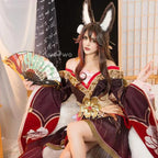 Adult Tingyun Outfit Maroon Dress with Tail and Accessories for Game Fans