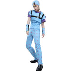 Adult JJBA Blue Outfit Part 7 Steel Ball Run Adventure Hooded Cosplay Costume with Hat