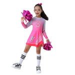 Girls Zombie Cheerleader Costume Addison Pink Dress with Pom Poms Halloween Fancy Outfit
