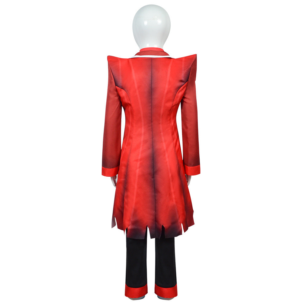 Kids Alastor Cosplay Suit Hazbin Hotel Children Red Costume Full Set