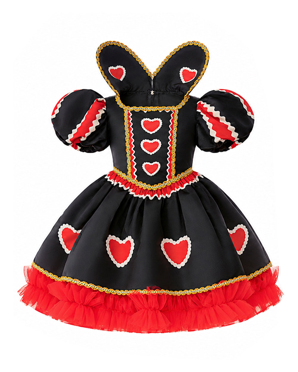 Girls Heart Queen Dress Elegant Ball Gown with Stand-up Collar for Halloween Trick-or-Treating