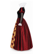 Women Red Heart Queen Costume Gothic Royal Villainess Dress with Stand-Up Collar for Stage Performances