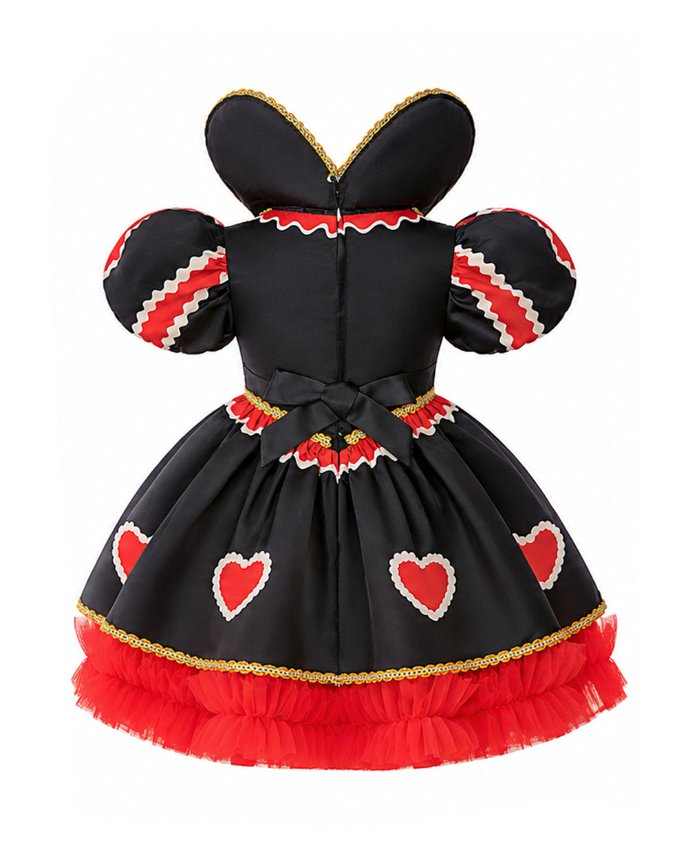 Girls Heart Queen Dress Elegant Ball Gown with Stand-up Collar for Halloween Trick-or-Treating