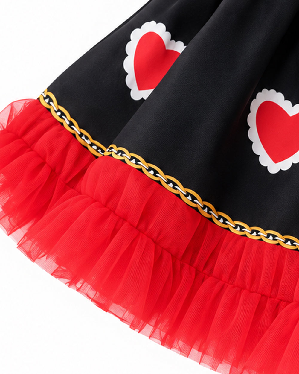 Girls Heart Queen Dress Elegant Ball Gown with Stand-up Collar for Halloween Trick-or-Treating